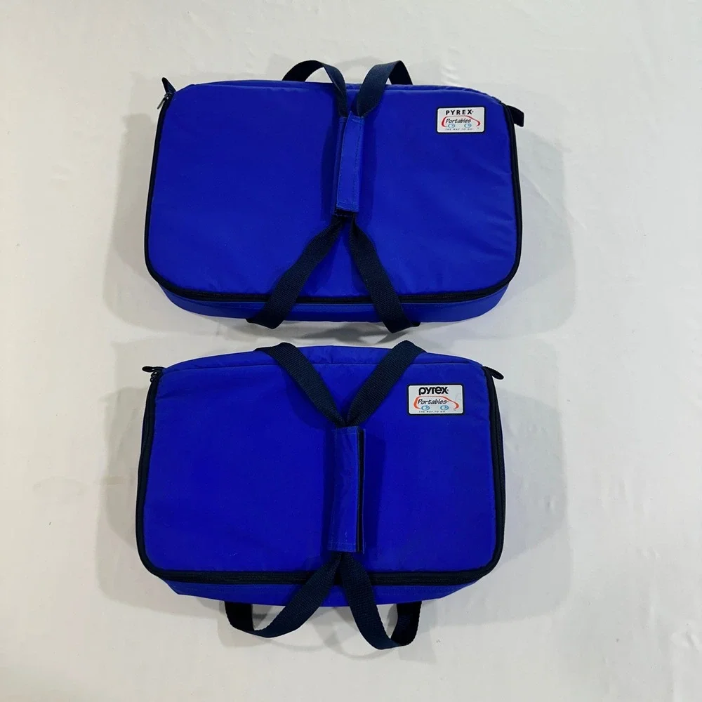 Pyrex Portables Insulated Thermal Casserole Carrier Bag Blue Set of 2 Hot Pocket
